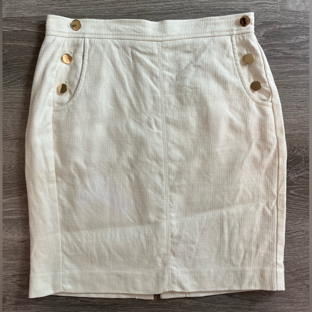 LOFT Ivory Textured Skirt